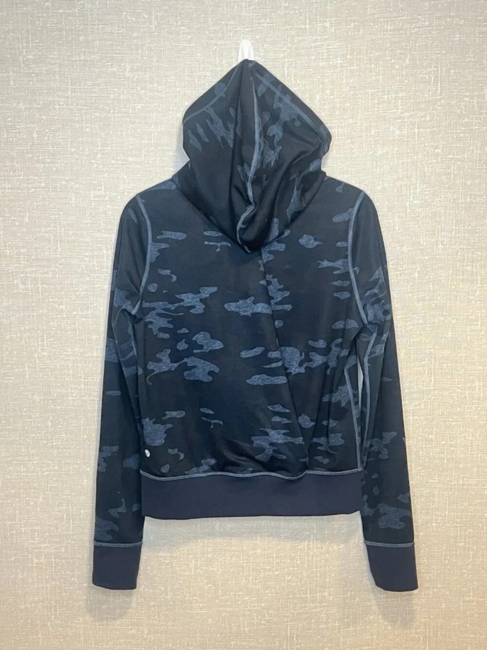 Lululemon Namaskar Hoodie Sz 8 M Blue Camo Full Zip Thumbhole Jacket